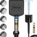 Filtered Shower Head with Handheld Matte Black - High Pressure 6 Modes, 120 Anti-clog Nozzles, Detachable Showerhead with Hard Water Filters, Extra Long 6ft Hose, Power Wash Mode for Bathroom