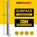 Qrooviiy 35.6 Inch Glass Railing Mid Post,T304 Stainless Steel Post with Spigot Slots for Thickness 5/16"-1/2" Glass/Plastics,Deck Balustrade Railing System for Pool,Balcony(Brushed Silver)