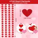 72 Felt Heart Garland, Pre-Strung Red Heart Decor for Valentines Day Decorations, Wedding, Anniversary, Birthday, Backdrop for Office, Classroom, Vaday Party Props