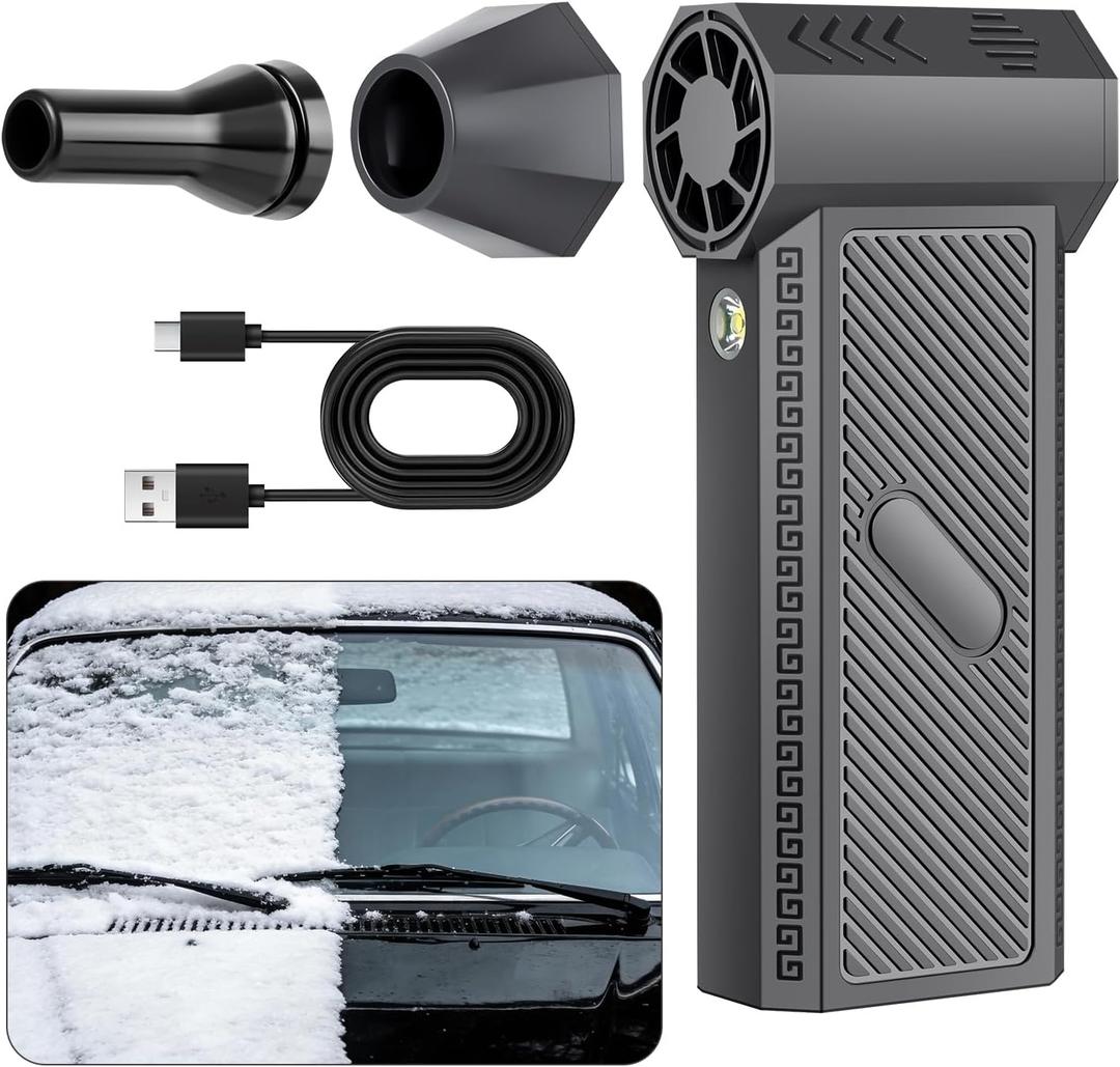 Snow Master Pro,Snow Master Pro LED Turbo Blower,Mini Turbo Snow Blower,3 Gear Adjustable Super Power Turbo Breeze Electric Blow (Light Black)
