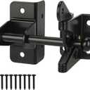 HILLMASTER Self Locking Gate Latch for Wooden Fence, Heavy Duty Gravity Fence Latch Privacy Door Latch for Wood Gate, Metal Gates, Vinyl Fence, Gate Hardware Gate Door Lock for Outdoor Pool, Black Finish,  4.7''