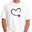 Womens Mens Lover Heart T-Shirt Couples Matching Casual Shirts Crew Neck Shirts Short Sleeve Tops (White)