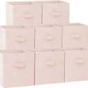 Criusia Storage Cubes - 13 Inch Heavy Duty Fabric Storage Bins for Shelves Closet Cube Organizer - 8 Pack Collapsible Cube Storage Bins Baskets for Clothes Blankets Toys - Nursery Organization (Peach Pink)