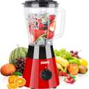 Kitchen Blender, 500W Countertop Blender with 52oz Plastic Jar for Smoothies Milkshake Desserts Nut Butter, Cocktails Sauces (Red)