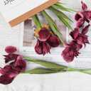 Iris Flowers Artificial Real Touch Flowers 6 PCS 18.9 in Long Stems Artificial Iris for Decoration for Wedding Bridal Home Kitchen Party(Burgundy)
