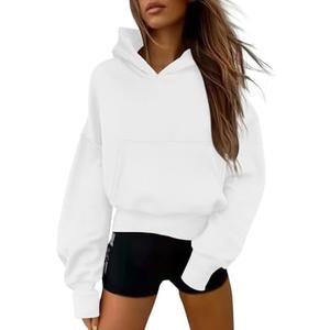PRETTYGARDEN Women's 2026 Fall Hooded Sweatshirts Long Sleeve Half Zip Cropped Hoodies Pullover Winter Fashion Clothes, Medium