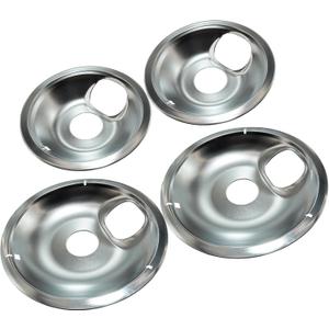 Drip Pan Set for Electric Stoves, 4-Pack - Burner Covers, Includes 2 Large (8 Inch) & 2 Small (6 Inch) Replacement Drip Bowls