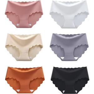 Women's Seamless Hipster No Show Invisible Ice Silk Stretch Underwears Pack Bikini Underwear Panty (M)