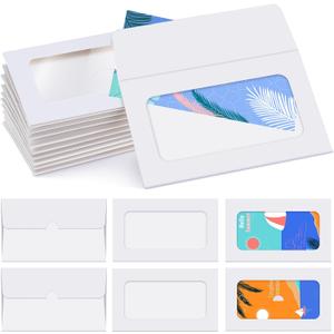 60 Pack Window Gift Card Envelopes Sleeves Bulk Blank Holders 3.9 x 2.4 Inch for Christmas Favor Greeting Card Mailing Envelopes(White)