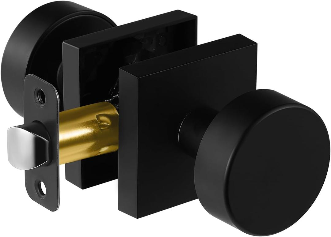Modern Passage Door Knobs - Matte Black Interior Handles for Closet & Hall