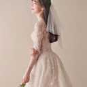 4 x takemay Wedding Veil for Brides, Short White 2 Tier Tulle with Bow Hair Clip for Wedding Travel Party (White)