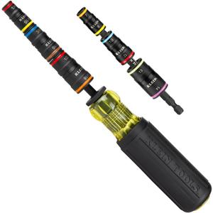 Klein Tools 80192 Impact Metric Socket Set and SAE Socket Set, 7-in-1 and 6-in-1 Kit with Handle, 12 Color-Coded Hex Drivers, Quick-Connect Impact Driver Compatible