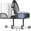 Ironing Board Holder Wall Mount, Metal Ironing Board Hanger, T/V Shaped Space Saving Iron and Iron Holder, Laundry Room Decor and Storage with Large Storage for Laundry/Living Room/Bathroom (Black)