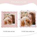 8x8 Picture Frame with Mat for 6x6, Wavy Edge Wooden Real Glass Photo Frame for Tabletop and Wall Hanging, Pink, 1 Pack