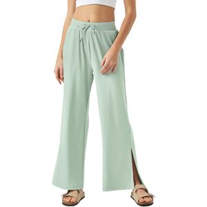26"/28"/30" Inseam Womens Wide Leg Sweatpants Petite High Waist Summer Pants UPF50 Lightweight Beach with Pocket Split Leg (Small, Greenish Gray)