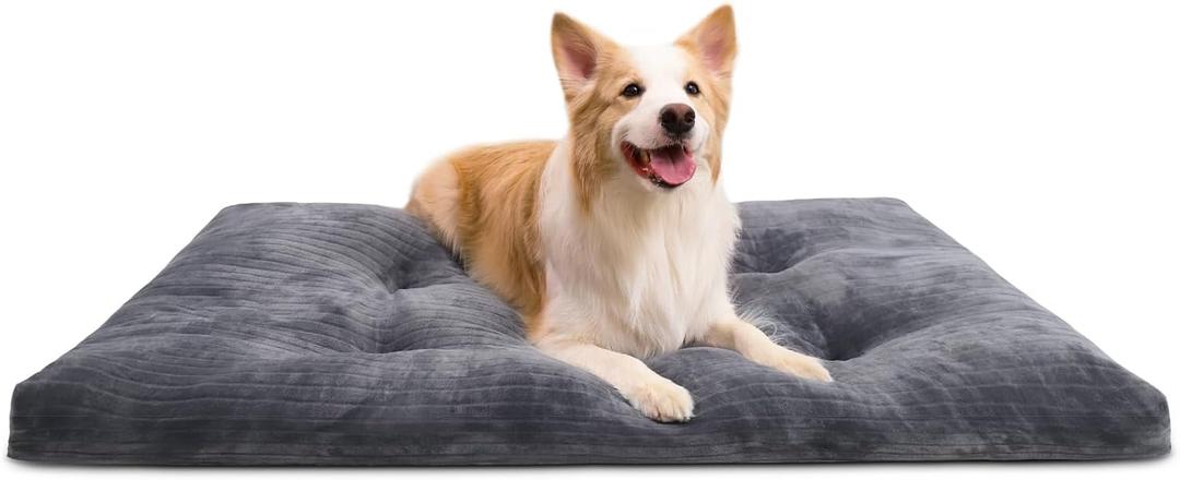Dog Crate Bed Washable Dog Beds for Extra Large Dogs Deluxe Thick Flannel Fluffy Comfy Kennel Pad Anti-Slip & Anti-Scratch Pet Sleeping Mat, 41 x 27 Inch, Gray
