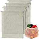 4-pack Reusable Produce Bags Grocery Washable XL, Organic Cotton Mesh Produce Bags Double-Stitched Vegetable Grocery Reusable, Tare Weight, Cotton Produce Bags Reusable Washable, Produce bgs XL (Natural)