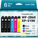 Remanufactured Ink Cartridges for Epson 202XL Ink Cartridges Multipack for T202 T202XL for Workforce WF-2860 Expression XP-5100 Printer (3 Black, 1 Cyan, 1 Magenta, 1 Yellow 6 Pack)