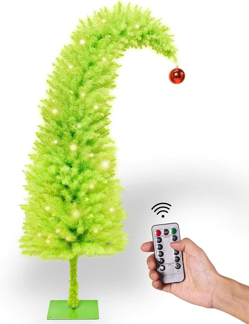 Whimsical Christmas Tree,6FT Artificial Tree with 750 Branch Tips,Christmas Decoration 200 LED Lights with Timer and 8 Functions,Red Ball,Xmas Holiday Deco for Indoor Home Living Room Office (5ft 10in)