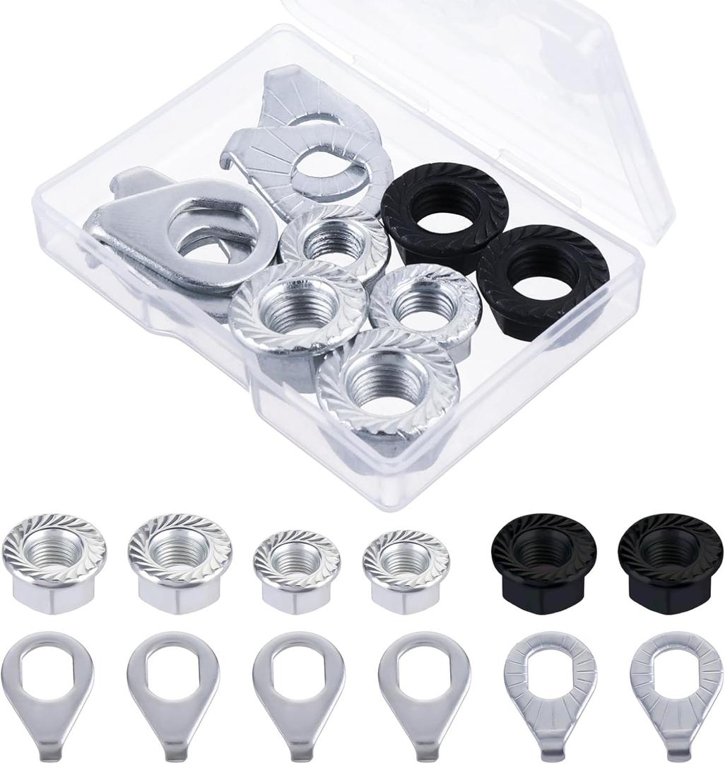 Bicycle Hub Axle Nut Kit, Bike Wheel Accessories, Mountain Bike, 3 Size M8/M9.5/M10 (12PCS)