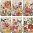 Patelai 6 Pcs Vintage Flowers Kitchen Towels Butterfly Summer Spring Dish Hand Towels Hummingbirds Absorbent Washcloth for Fall Home Housewarming Gift, 21.26 x 14.17''(Multicolor,Butterfly)