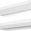 White Floating Shelves for Wall Decor, Wall Mounted Wood Storage Shelf for Bedroom, Living Room, Bathroom, Kitchen, Nursery, Display Picture Ledge Shelf with Lip Set of 2-14 Inches, White