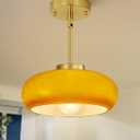 Yunnix Semi Flush Mount Ceiling Light, Gold Light Fixture, Mid-Century Modern Farmhouse Brown Glass Small Light Fixtures for Hallway, Bathroom, Kitchen, Bedroom, Living Room, Closet, Laundry (11 inch)