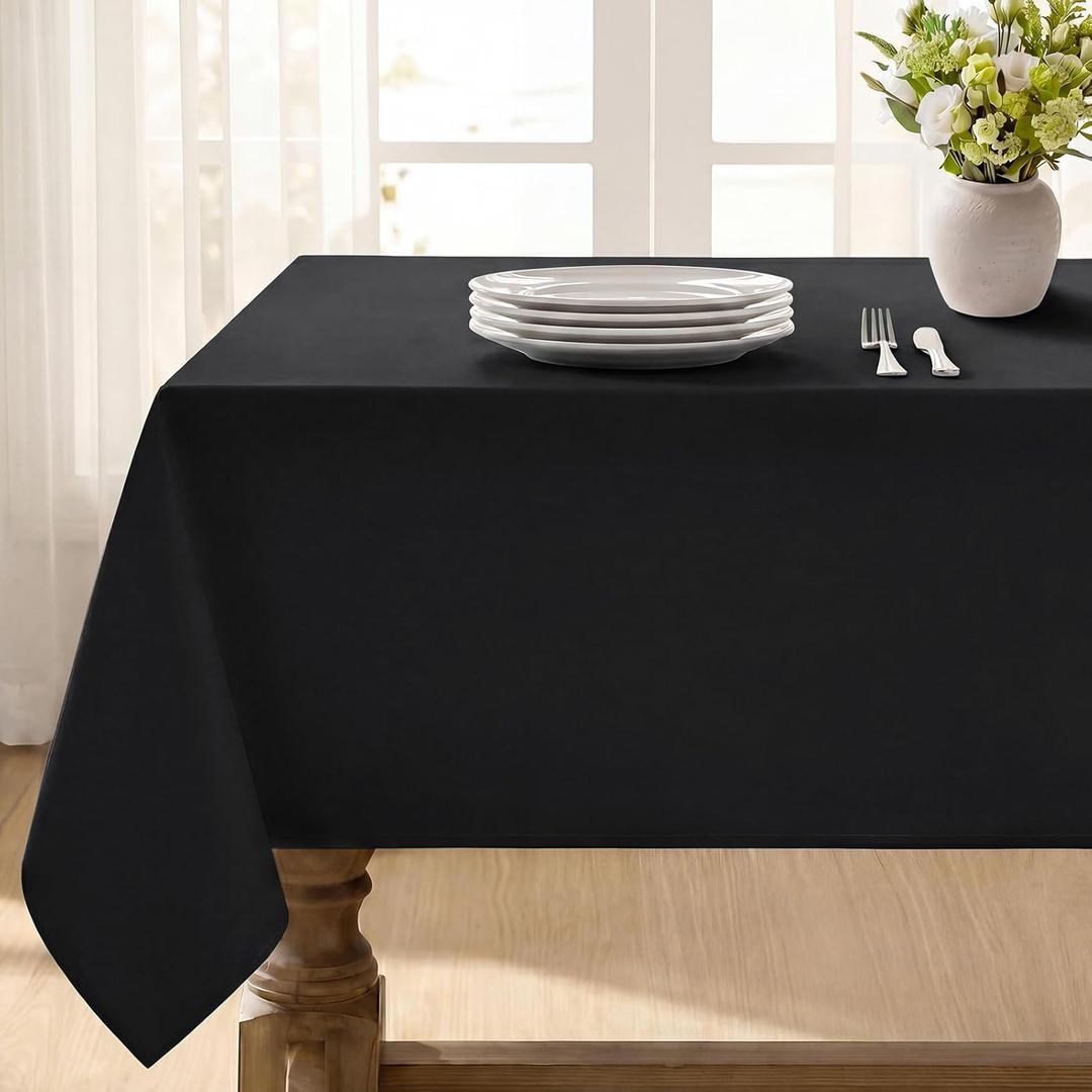 Softalker Rectangle Tablecloth, Waterproof Table Cloths Wrinkle Free Fabric Washable Polyester Table Cover for Dining Tables Party Outdoor Camping Parties Buffet - 60 x 120 inch, Black