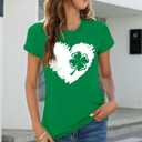 Womens St Patricks Day Shamrock T-Shirts Happy Go Lucky Shirts Irish Clover Tee Tops (Large, Green2)