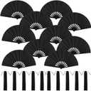 10 Pcs Large Fans Chinese Kung Fu,Folding Popping Clacking Fans for Halloween Party,Chinese Japanese Bamboo Fan Hand Fan for Festival, Dance, Gift, Performance, Decorations (Black)