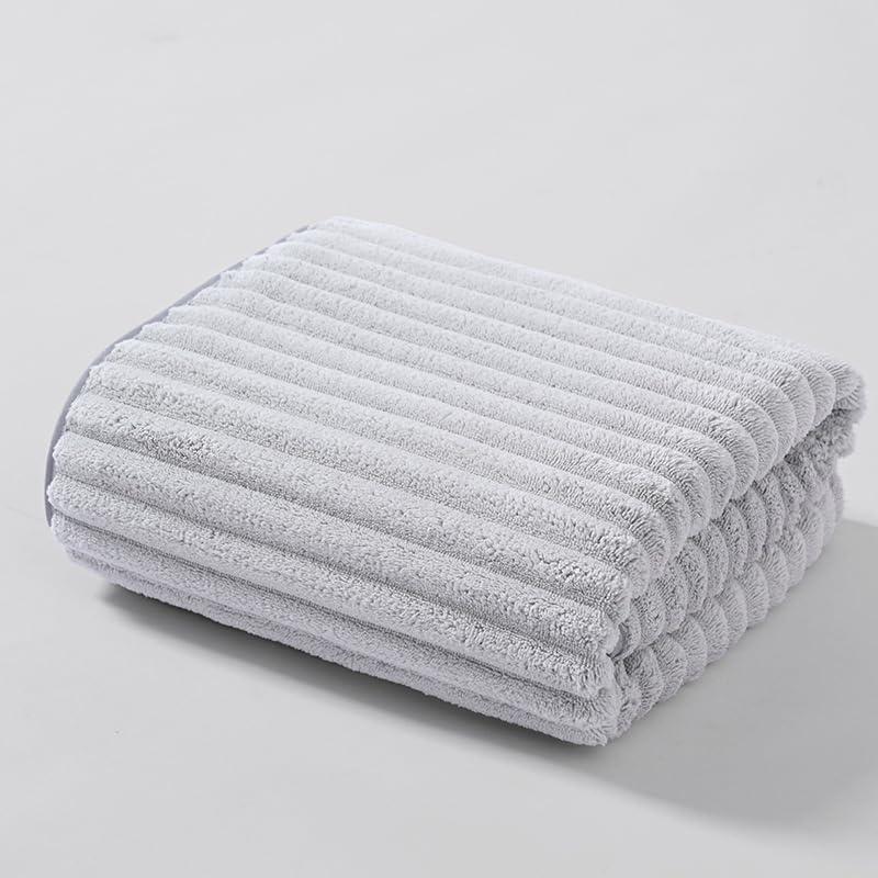 28X56 Inches Premium Bath Towel, Durable Microfiber Coral Velvet Highly Absorbent Towels - Multipurpose Use as Bath Fitness, Bathroom, Shower, Sports, Yoga Towel（Light Grey）