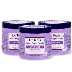 Dr Teal's Shea Sugar Scrub, Lavender Essential Oils, 19 oz (Pack of 3)