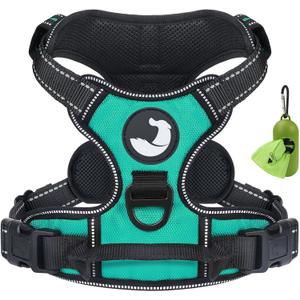 Joytale No Pull Dog Harness Medium Sized Dog, Reflective Pet Vest with Front Clip, Adjustable Soft Padded Harnesses with Easy Control Handle for Training and Walking, Teal, M