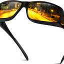 Bio-th Night Driving Glasses Fit Over Glasses for Men Women,Anti Glare Night Vision Glasses for Driving,Cycling,Golf