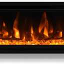 70 inch Electric Fireplace, Ultra-Thin Electric Fireplace Inserts, Ultra-Narrow Frame, Wall Mounted and Recessed Fireplace, Log & Crystal, Touch Screen & Remote Control, 1500W