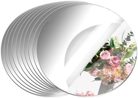 10 Pack Round Mirrors for Centerpieces, 8 inch Circle Mirror Centerpieces for Tables, Mirror Tiles for Wall Table Wedding Centerpieces Mirror Plates for Candle Wedding Decorations