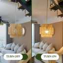 11.8" Boho Jute Plug in Pendant Light, Handwoven Natural Hanging Lamp Plug in with Dimmable Light Switch, Wicker Hanging Light Fixture for Bedroom Living Room Kitchen (No Bulb Included)