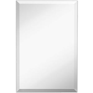 Hamilton Hills 16x24 inch Frameless Rectangular Mirror | Small Polished Glass Core Back, Lightweight Vanity Mirror | Beveled Bathroom Mirrors for Wall | Hanging Horizontally or Vertically Gym Mirror