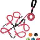 5 Way Dog Leash,No Tangle for Three Dogs, 3 in 1 Dog Leash with 360 Swivel, Shock Absorbing, Reflective Threads Comfort Foam Handle, Ideal for Small Dogs and Dog Training (Pink, 5 Way)