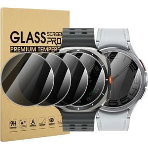 Suoman 4-Pack for Samsung Galaxy Watch 6 Classic 47mm Privacy Screen Protector, [Anti-peeping] 9H Hardness Ultra-thin Tempered Glass Screen Protective Film (Black)