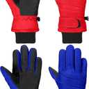 SATINIOR 2 Pairs Kids Waterproof Winter Snow Gloves Ski Gloves for Boy Girl Outdoor Warm Thickening Snowboar (8-12 Years, Royal Blue, Red)