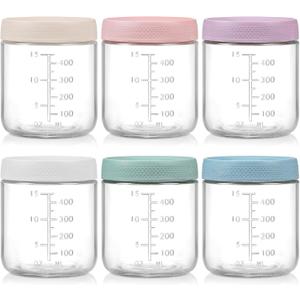 6-Pack Overnight Oats Containers with Lids, 16 OZ Wide Mouth Glass Jars with Airtight Lids, Mason Jars Glass Food Containers for Snack Spice Sugar Food Prep Yogurt