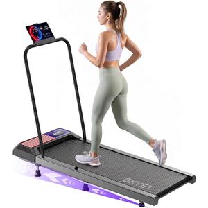 Gkyet Walking Pad Treadmill with Handle Bar, 8% Incline Under Desk Treadmill | 2.5HP Quiet Motor, 265 lb Capacity, 0.6-4 MPH Speed, 15 x 35.4 in Belt, Compact for Home Office and Small Spaces