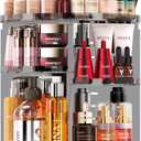 Rotating Makeup Organizer, DIY 9 Adjustable Layers Spinning Skincare Organizer, Bathroom Organizer with Brush Holder Perfume Tray, Multi-Function Storage Carousel for Vanity Bathroom Countertop