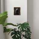 VIYYIEA Framed Canvas Wall Art Home Decor Gothic Room Decor Prints, Vintage Rabbit Lady Wall Decor, Aesthetic Dark Academia Easter Wall Pictures Gold Framed Goth Artwork 9x11in