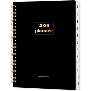 SUNEE 2026 Planner, Weekly and Monthly Calendar Planner, January 2026-December 2026, Daily Agenda with Tabs, Note Pages, Spiral Binding, 6.4"x8.3", Black