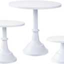 HBlife 3-PCS White Cake Stand Set (8"/10"/12" Plate) for 6-10 Inch Cakes, Perfect Dessert Table Display Set, Cupcake & Cake Stands for Party, Wedding, Birthday, Baby Shower, Anniversary (Metal)
