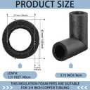 8 Pack Elbow Pipe Insulation Foam Tube Outdoor Wrap Black Pipe Covers Elbow Insulation Tubing Water Foam Covers for Outdoor Winter Irrigation, Sprinkler (1 Inch)