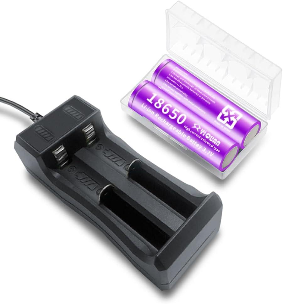 18650 Rechargeable Battery Charger 2000mAh Rechargeable Battery, (2pcs) 3.7v rechargeable battery 18650 Battery Charger, 18650 Battery Suitable for Headlights, flashlights, doorbells, Toys, etc.
