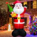 8 FT Tall Giant Santa Inflatable Christmas Decorations Outdoor Tree Blowups, Funny Cute Xmas Blow Up Yard Decoration Build-in LED Lights & Tethers Stakes Winter Holiday Indoor Party Garden Lawn Decor
